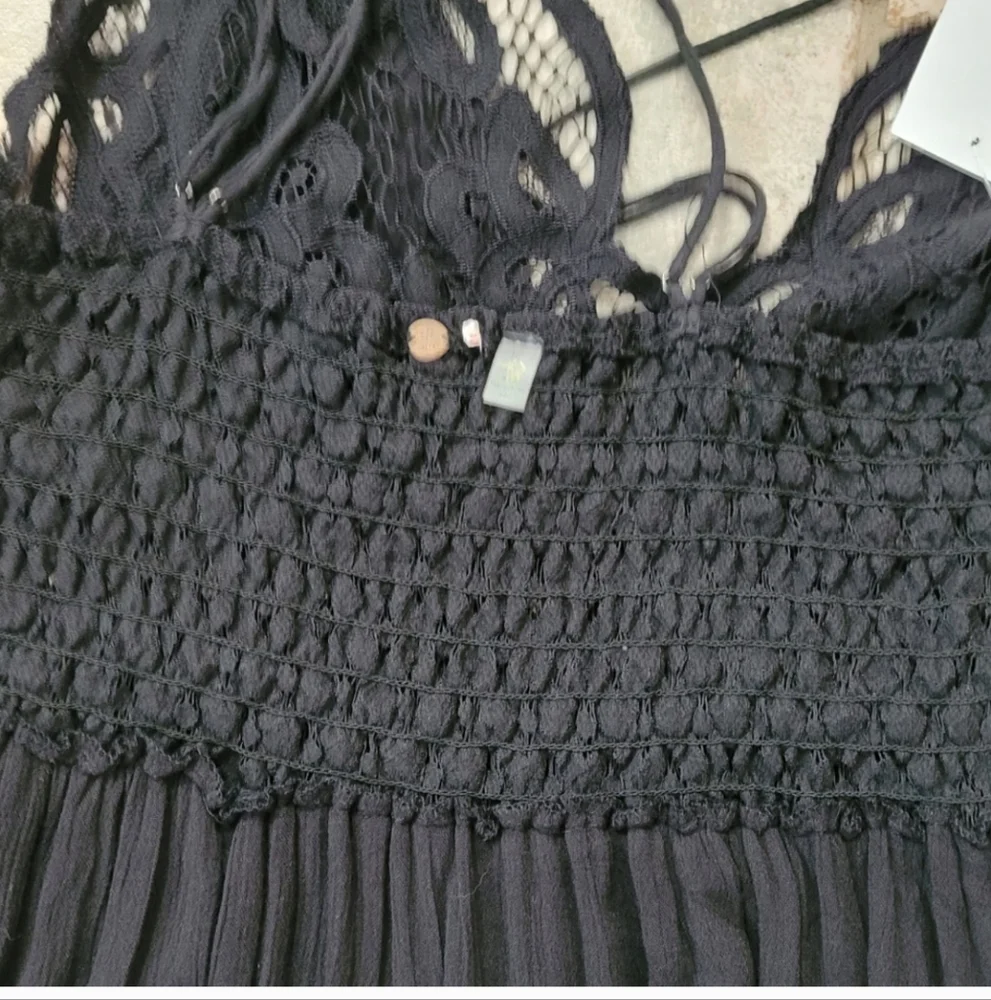 free people Woman's Dress adella Lace Detail maxi slip Black Dress - Picture 10 of 16